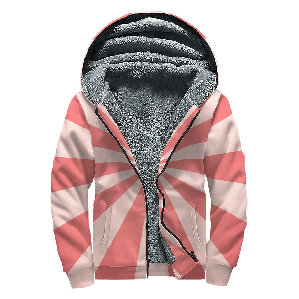 Pink Radial Rays Print Sherpa Lined Zip Up Hoodie: Embrace Your Inner Hippie Vibe - 1