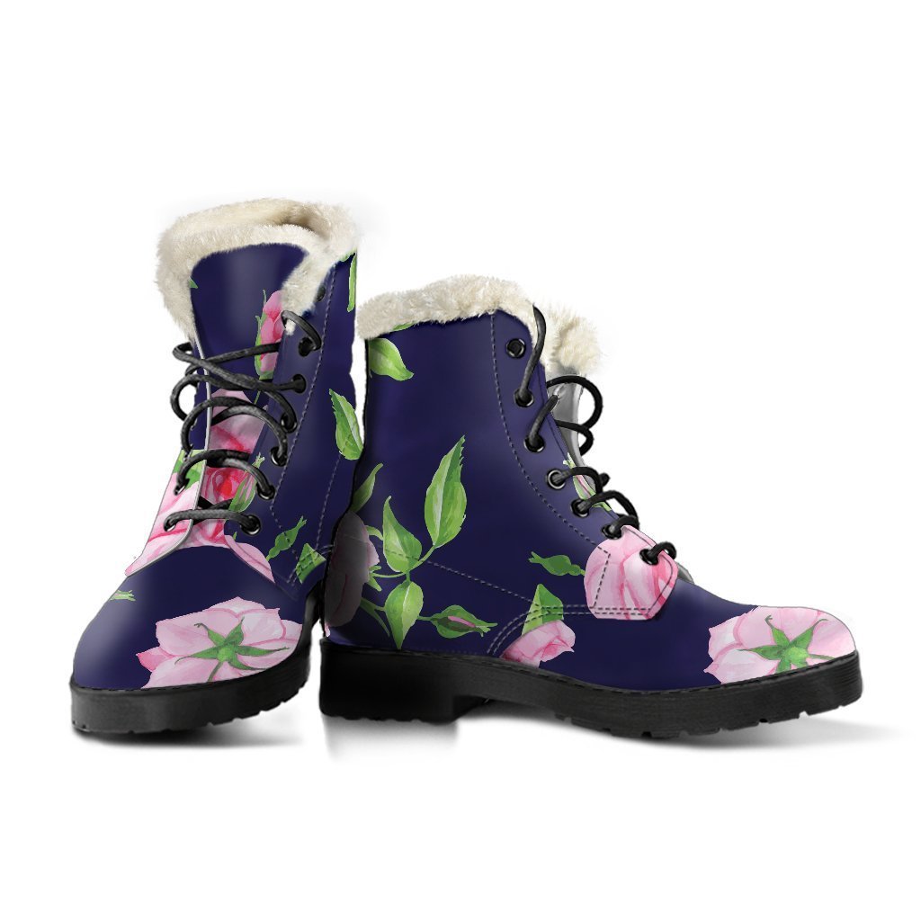 Groovy Pink Rose Faux Fur Leather Boots for the Free-Spirited Hippie - 3