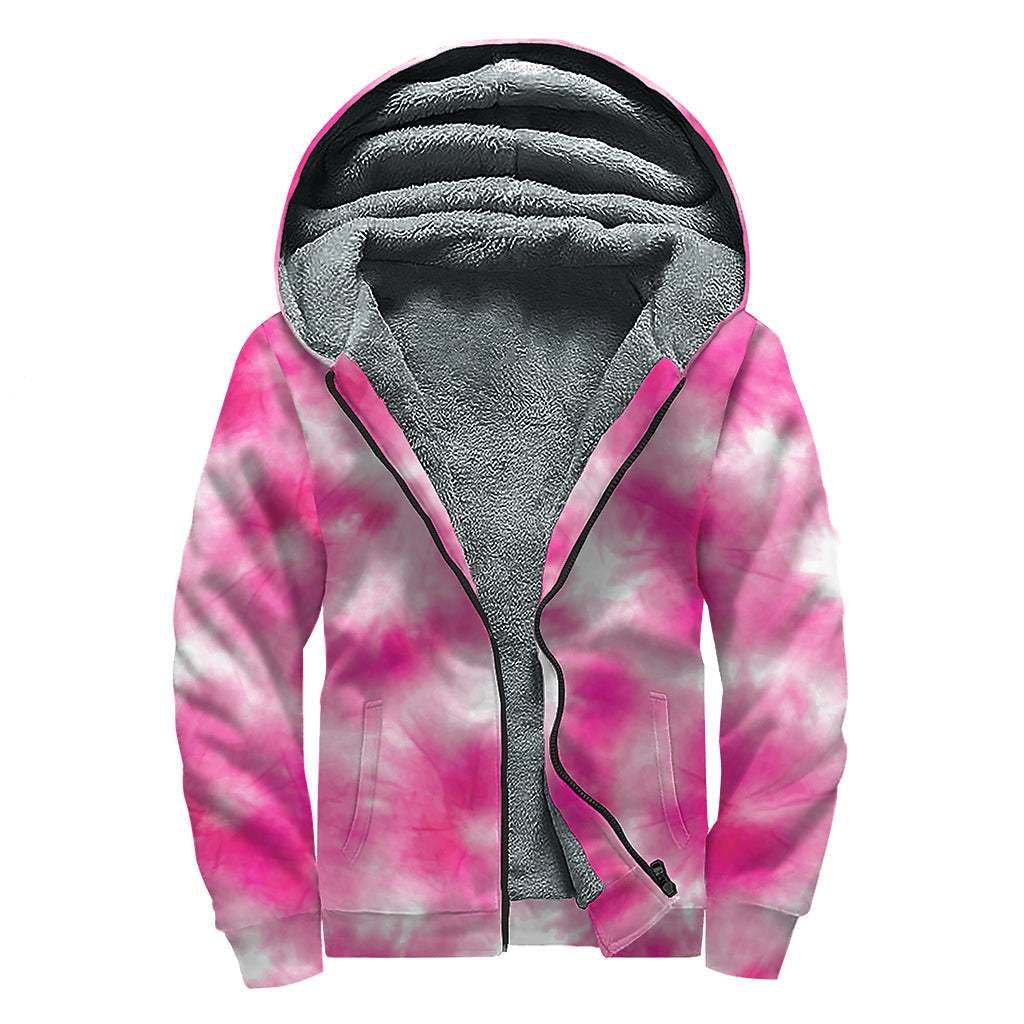 Pink Shibori Tie-Dye Sherpa Hoodie - Stay Groovy, Stay Cozy - 1