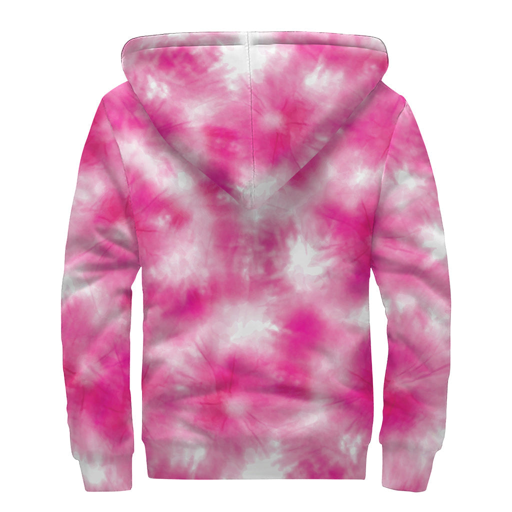 Pink Shibori Tie-Dye Sherpa Hoodie - Stay Groovy, Stay Cozy - 2