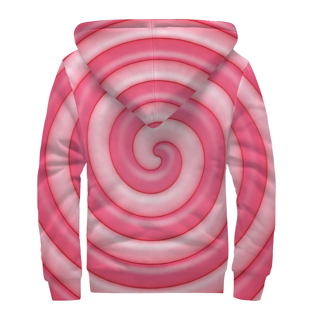 Groovy Pink Swirl Lollipop Sherpa Lined Zip Up Hoodie for Free-Spirited Hippies - 2