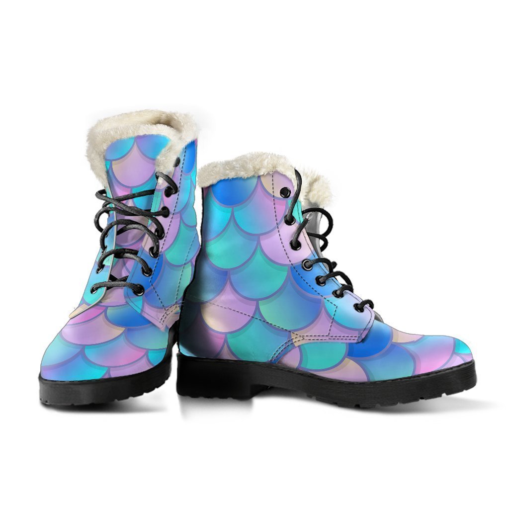 Mermaid Scales Faux Fur Leather Boots: The Groovy Hippie Style - 3