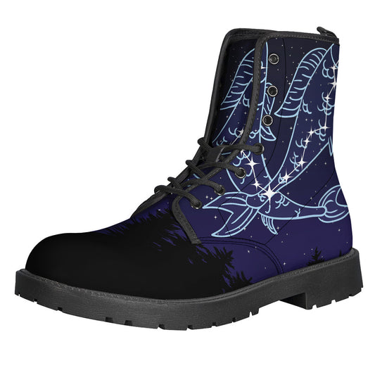 Stylish and Earthy: Pisces Constellation Leather Boots for Modern Hippies - 1