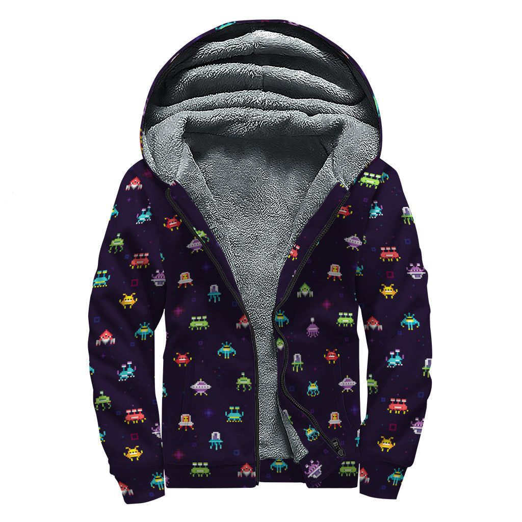 Mystical Aliens Sherpa Lined Zip Up Hoodie for Groovy Hippies - 1