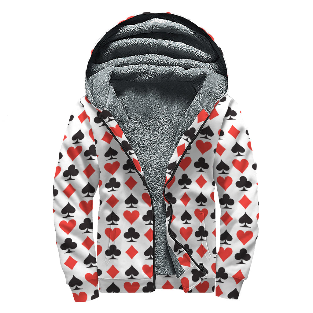 Playing Card Symbols Sherpa Lined Zip Up Hoodie: Embrace Your Inner Hippie Style - 1