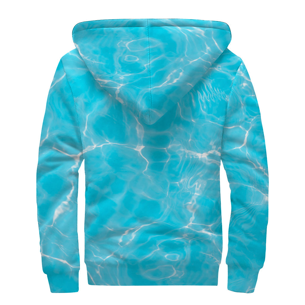 Peaceful Pool Water Print Sherpa Lined Zip Up Hoodie for the Free-Spirited Hippie - 2