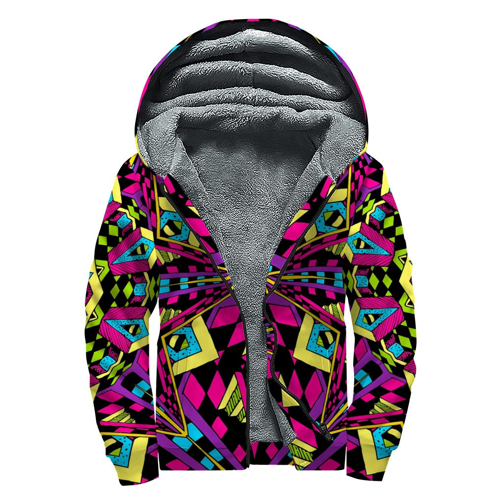 Psychedelic Sherpa Lined Zip Up Hoodie for the Free Spirits - 1