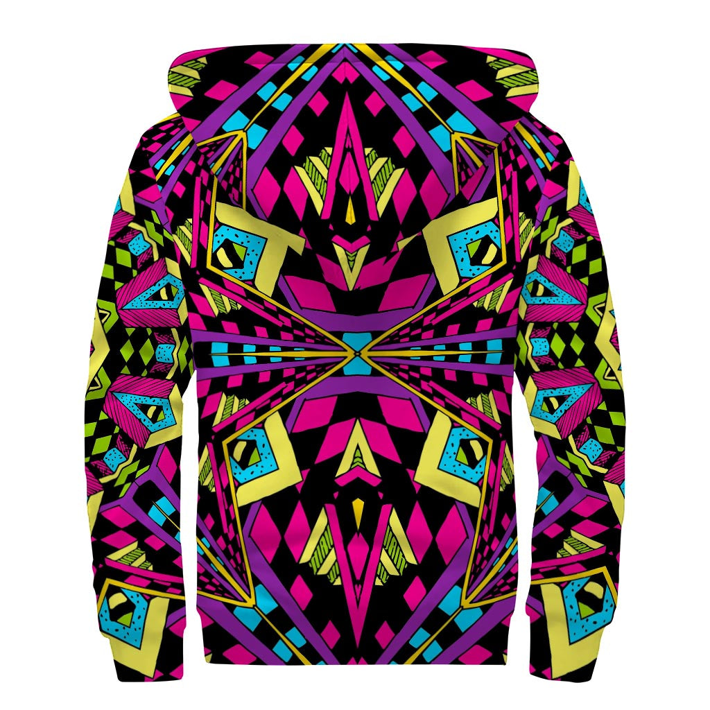 Psychedelic Sherpa Lined Zip Up Hoodie for the Free Spirits - 2