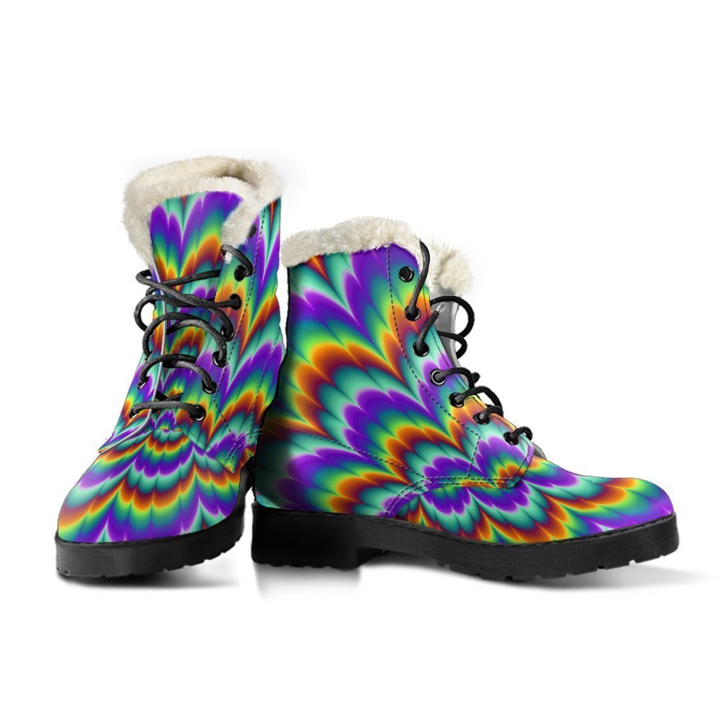 Psychedelic Expansion Faux Fur Leather Boots: Step Out in Hippie Style - 3