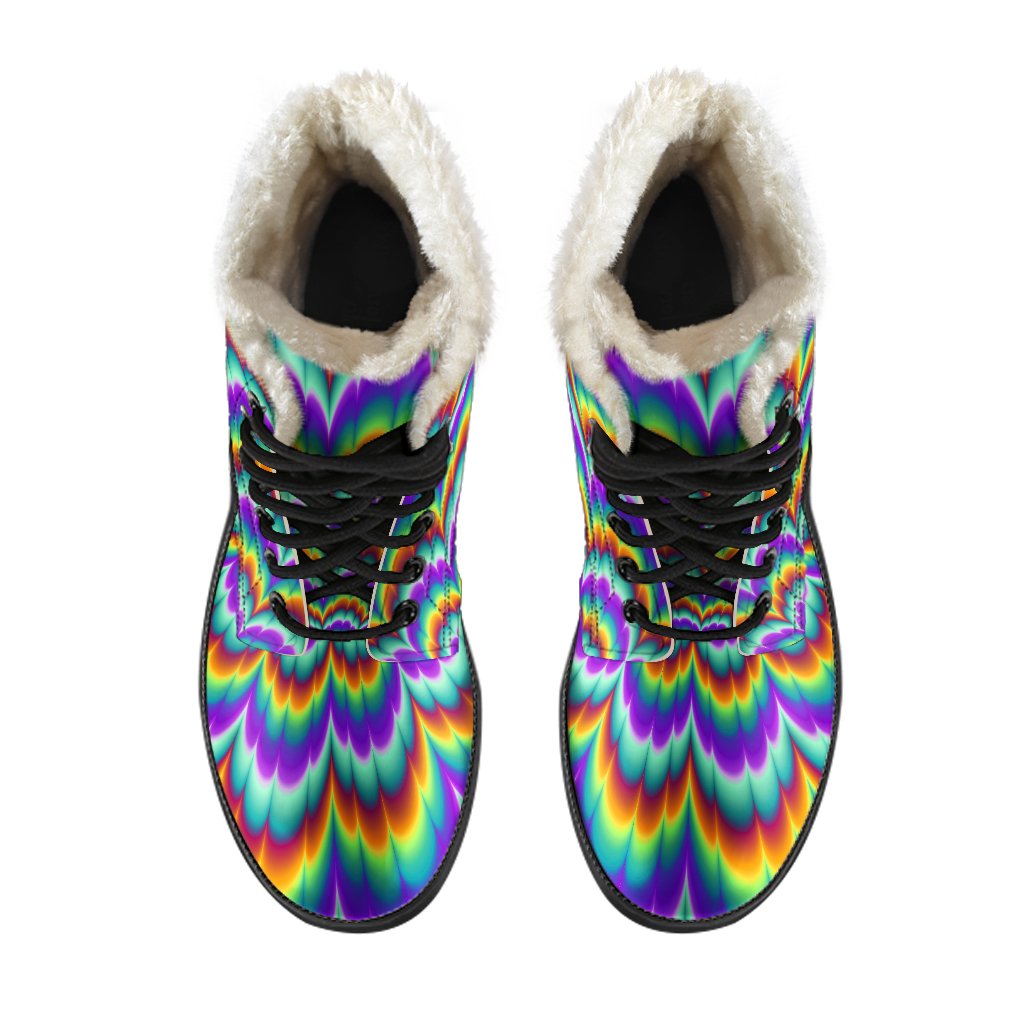 Psychedelic Expansion Faux Fur Leather Boots: Step Out in Hippie Style - 4