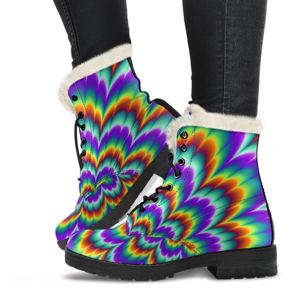 Psychedelic Expansion Faux Fur Leather Boots: Step Out in Hippie Style - 1