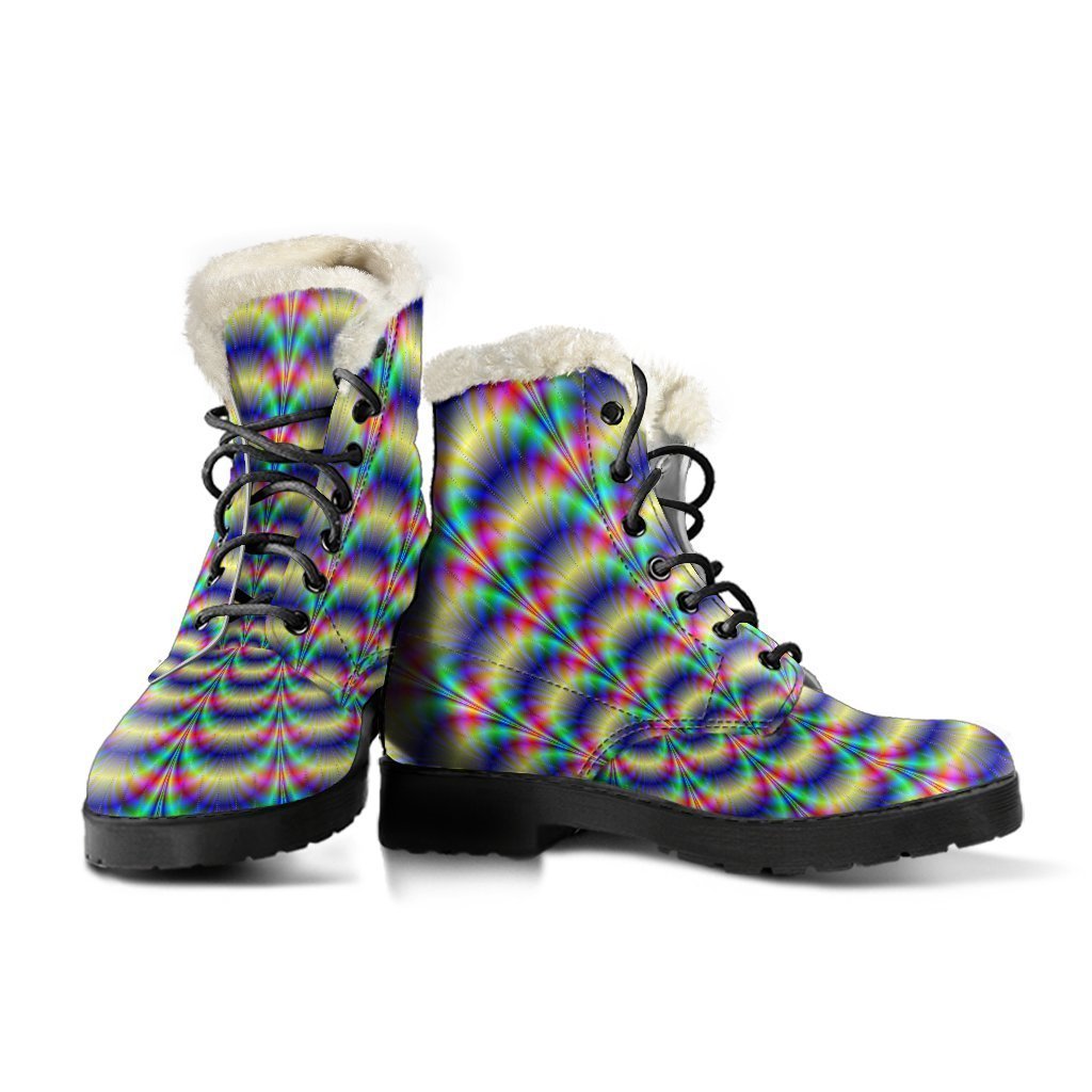 Psychedelic Explosion: Faux Fur Leather Hippie Boots - 3