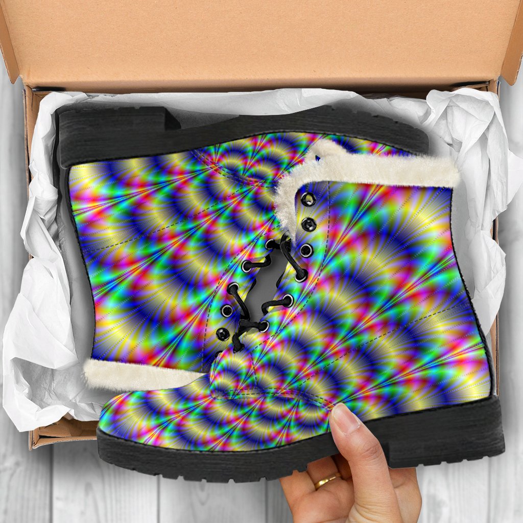 Psychedelic Explosion: Faux Fur Leather Hippie Boots - 5