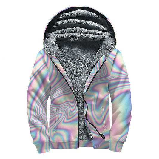 Groovy Vibes: Psychedelic Holographic Sherpa Hoodie for Free-spirited Hippies - 1