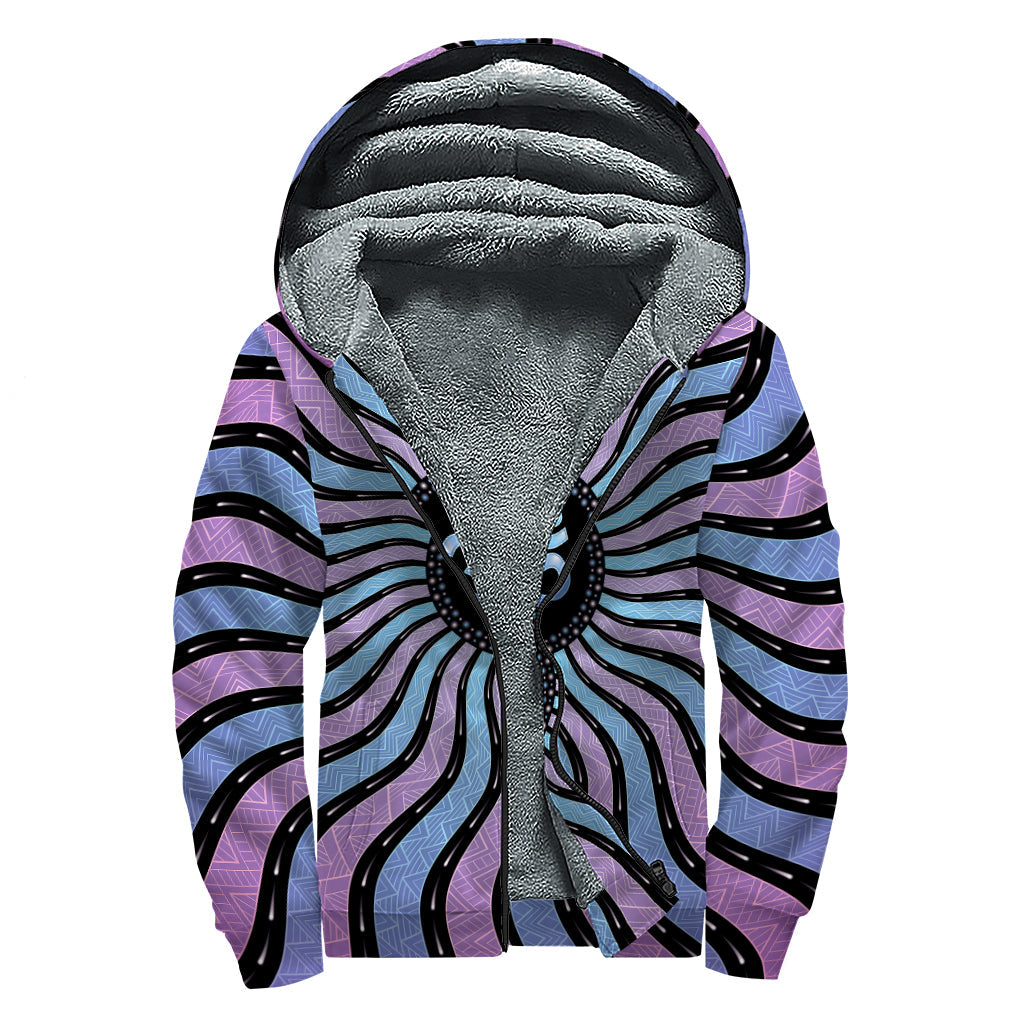 Psychedelic Om Print Sherpa Lined Zip Up Hoodie for the Free-spirited Hippie Soul - 1