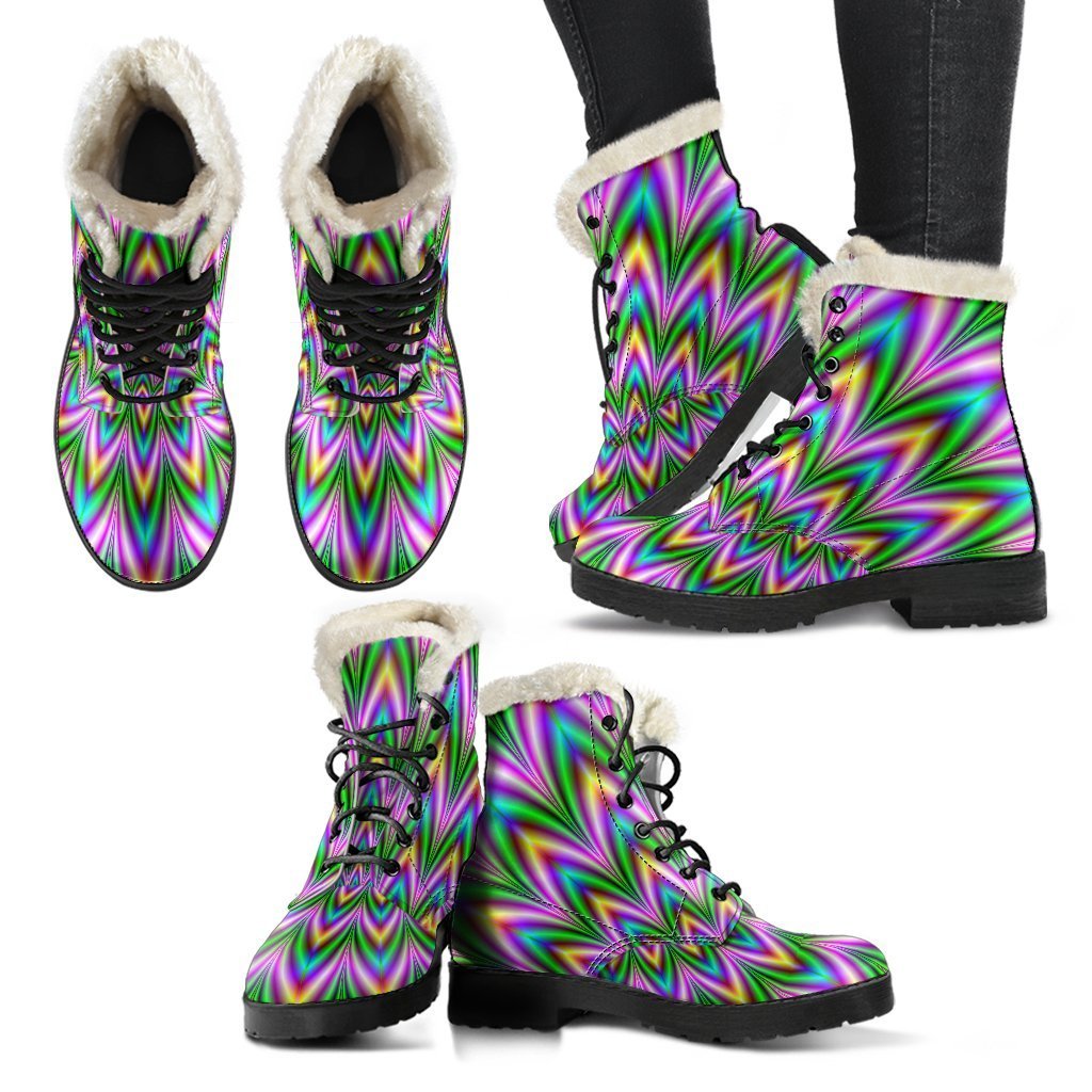 Psychedelic Radiant Faux Fur Leather Boots for the Grooviest Hippies - 2