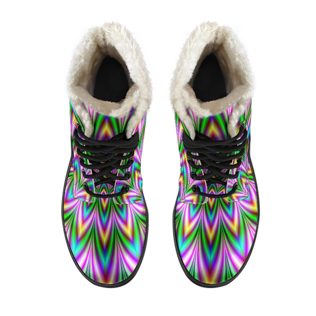 Psychedelic Radiant Faux Fur Leather Boots for the Grooviest Hippies - 4