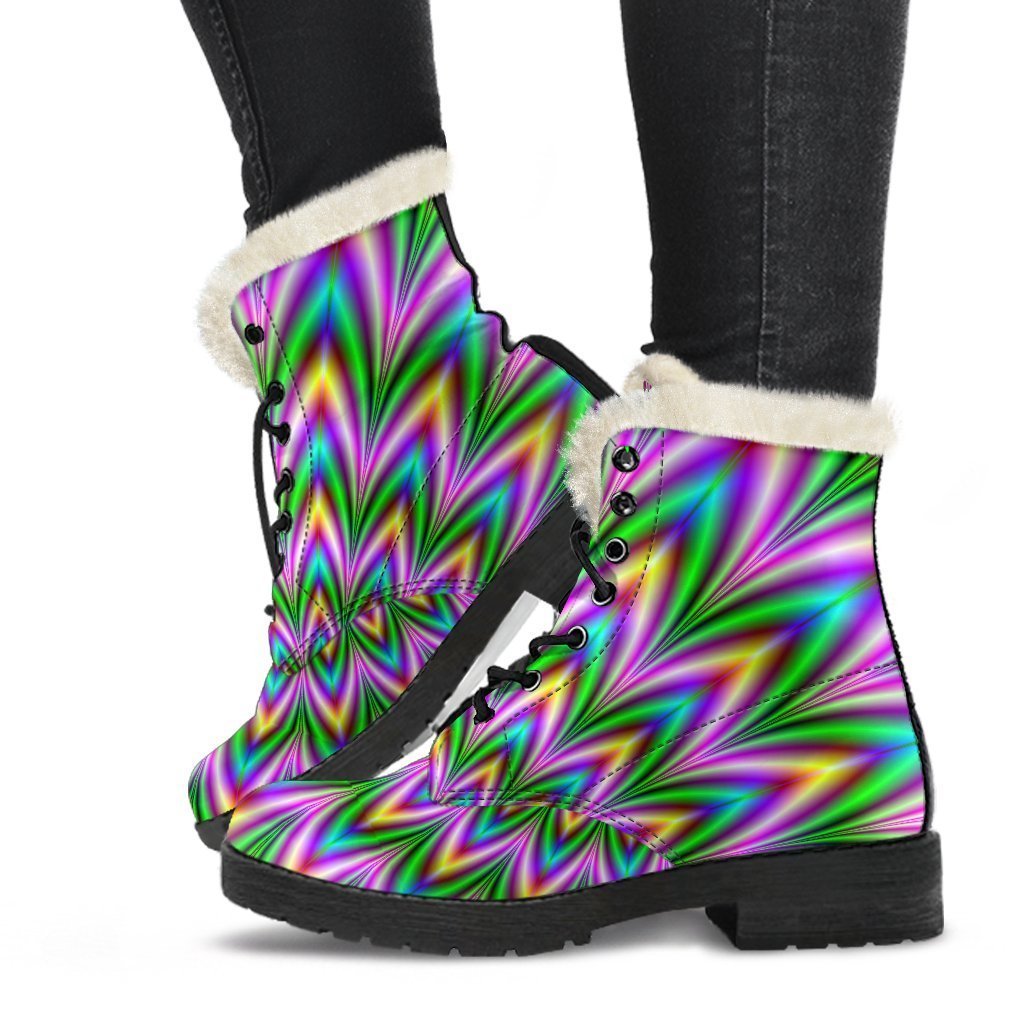 Psychedelic Radiant Faux Fur Leather Boots for the Grooviest Hippies - 1