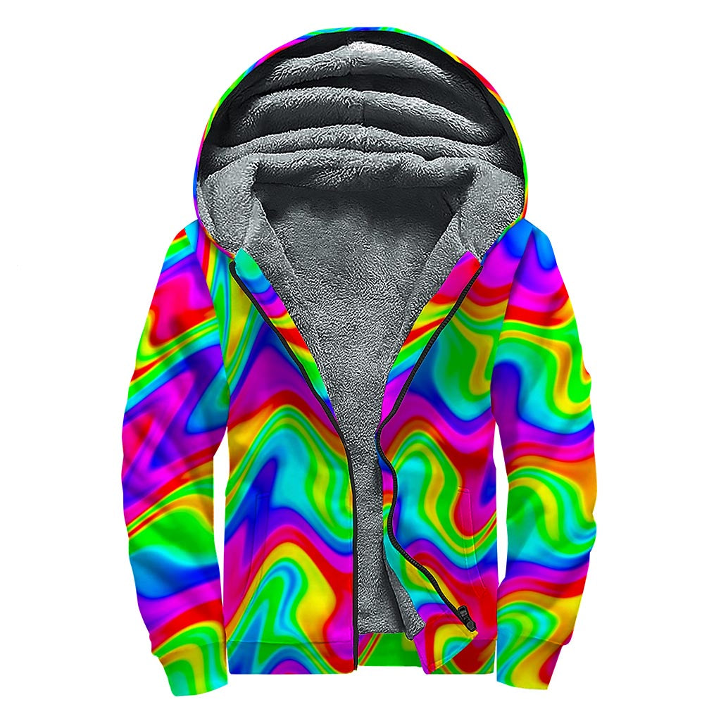 Groovy Rainbow Sherpa Lined Zip Up Hoodie for Hippies - 1