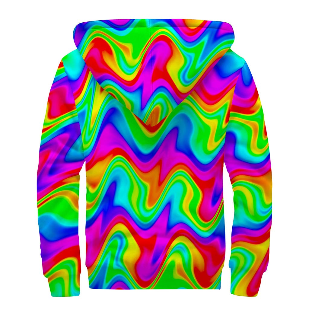 Groovy Rainbow Sherpa Lined Zip Up Hoodie for Hippies - 2