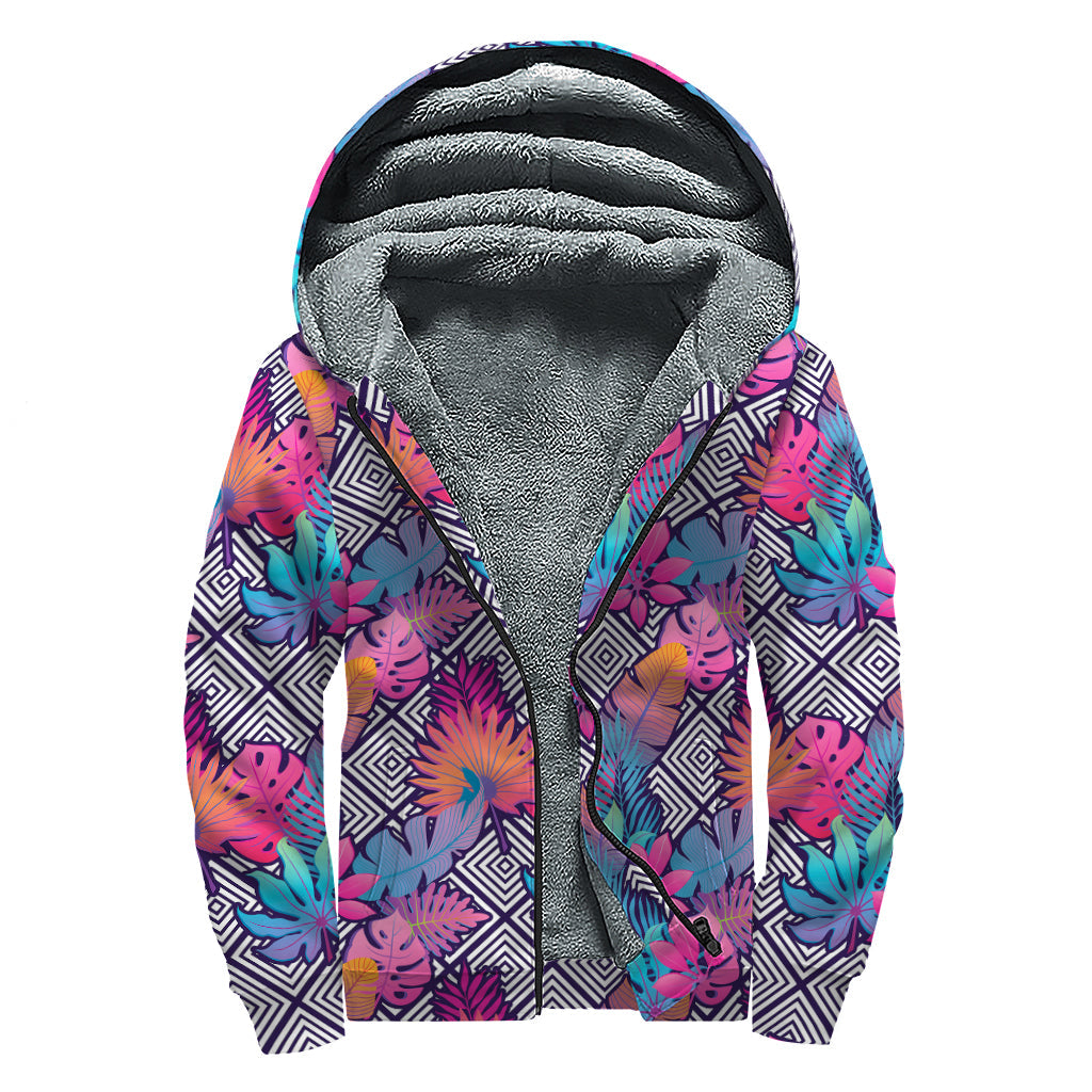 Psychedelic Tropical Aloha Sherpa Lined Hoodie: Stay Cozy in Hippie Style - 1