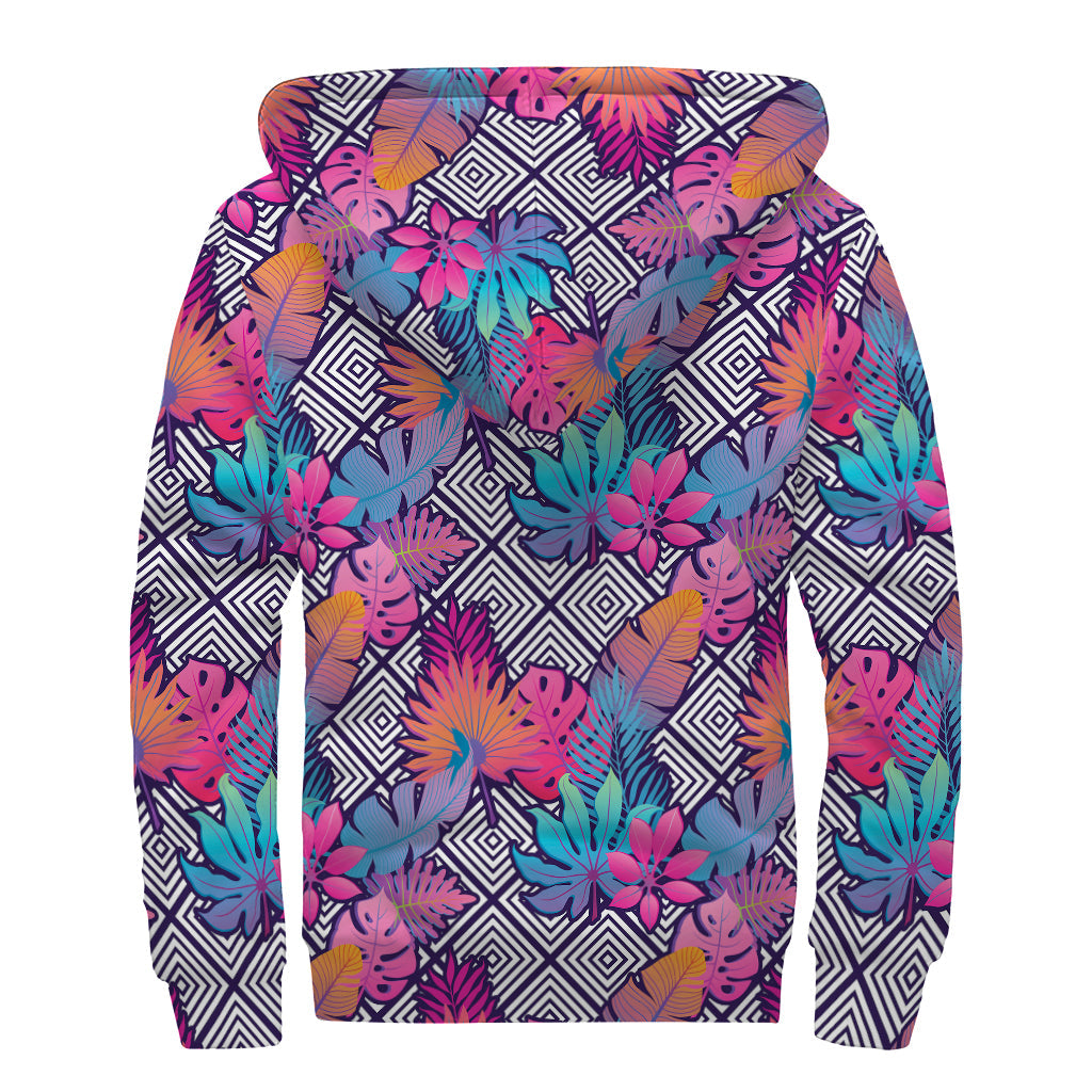 Psychedelic Tropical Aloha Sherpa Lined Hoodie: Stay Cozy in Hippie Style - 2