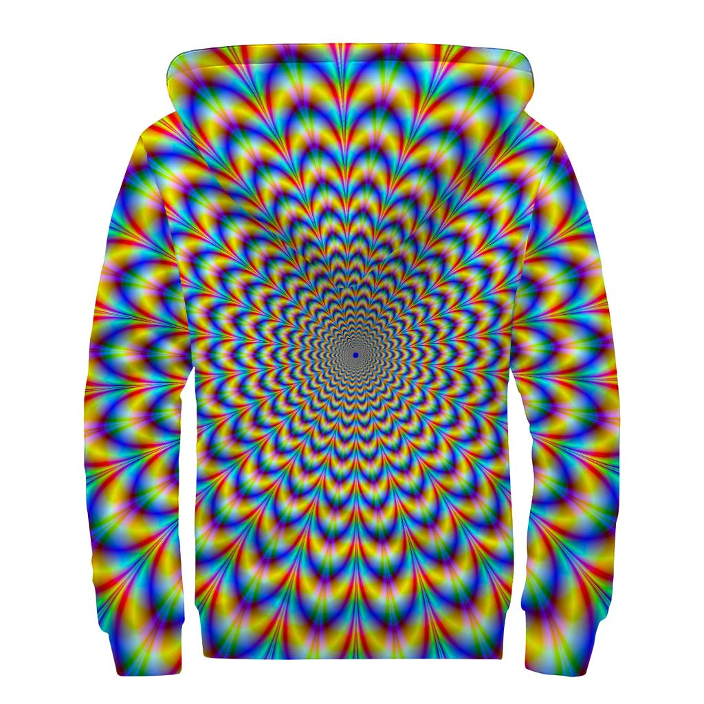 Psychedelic Wave Optic Illusion Sherpa Lined Zip Up Hoodie - Embrace Your Inner Hippie! - 2