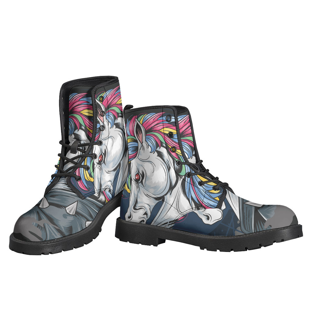 Punk Unicorn Print Leather Boots for the Free-Spirited Hippies - 3