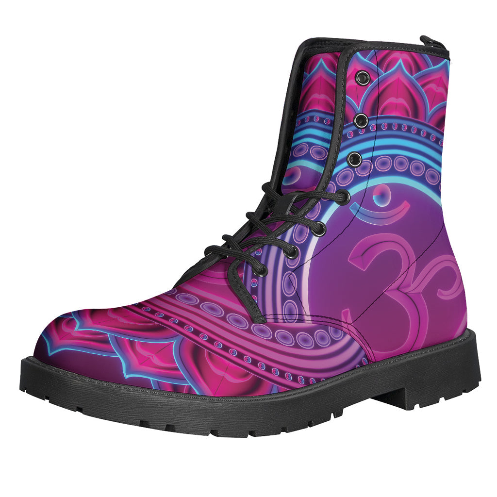 Funky Om Mandala Leather Boots for a Hippie Chick Vibe - 1