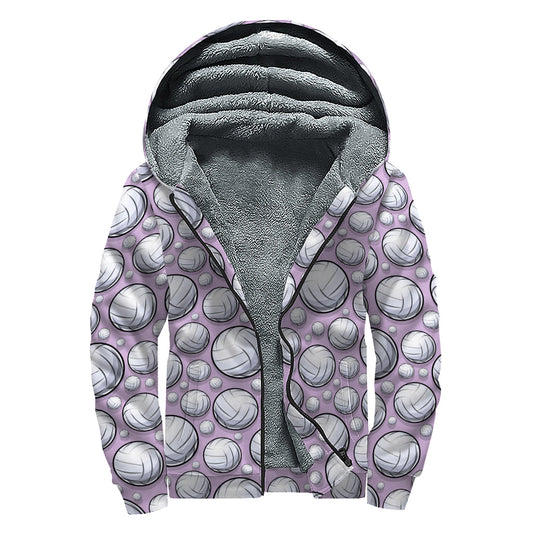 Peaceful Purple Volleyball Print Sherpa Lined Zip Up Hoodie for Radiant Hippies - 1