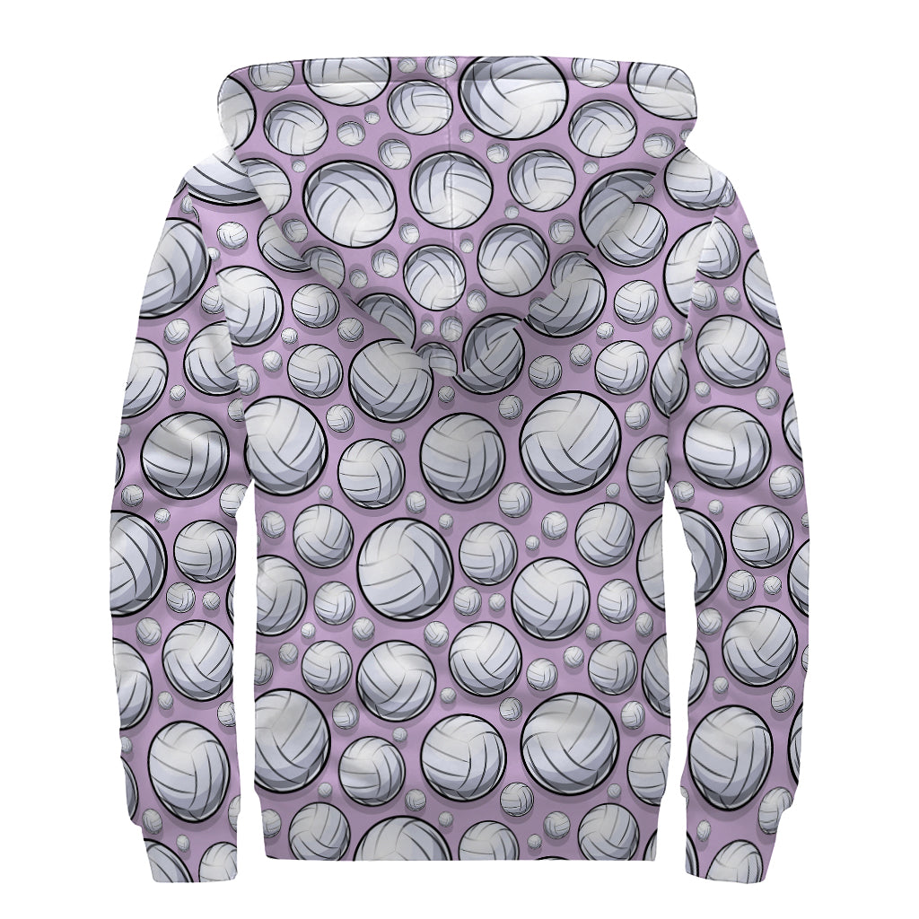 Peaceful Purple Volleyball Print Sherpa Lined Zip Up Hoodie for Radiant Hippies - 2