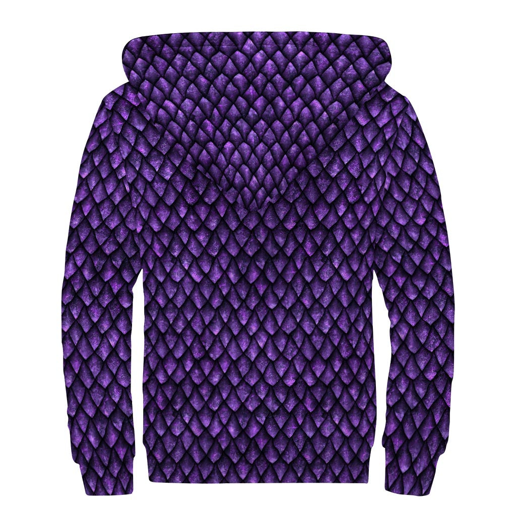 Purple Dragon Scales Sherpa-Lined Zip Up Hoodie for Free-Spirited Hippies - 2