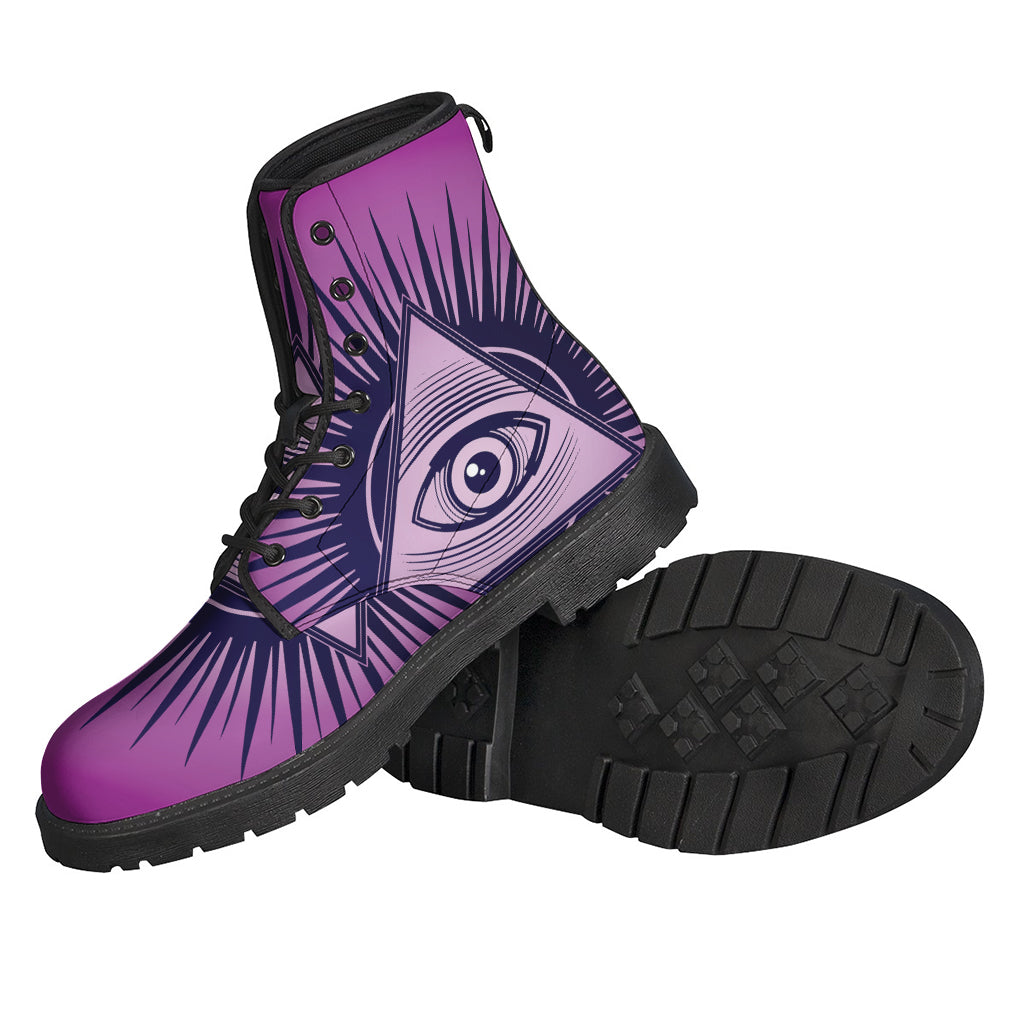 Purple Eye of Providence Leather Lightweight Boots for the Groovy Hippie - 2