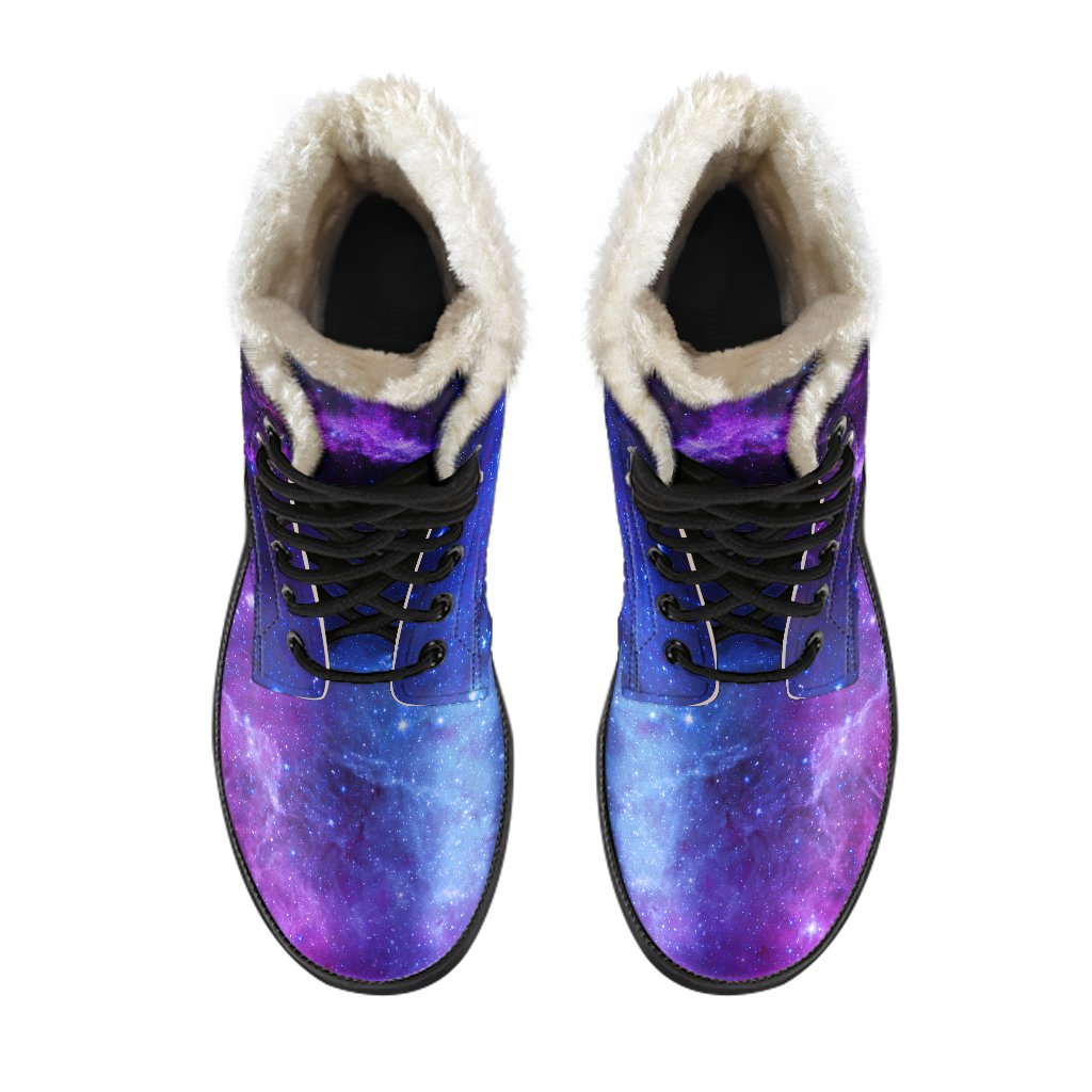 Purple Galaxy Faux Fur Leather Boots for Style-Forward Hippies - 4