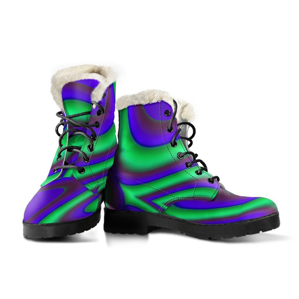 Purple Green Psychedelic Trippy Faux Fur Leather Boots for the Stylish Hippie - 3