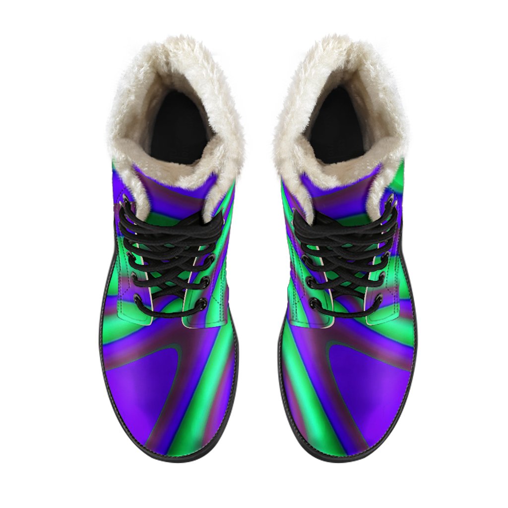 Purple Green Psychedelic Trippy Faux Fur Leather Boots for the Stylish Hippie - 4