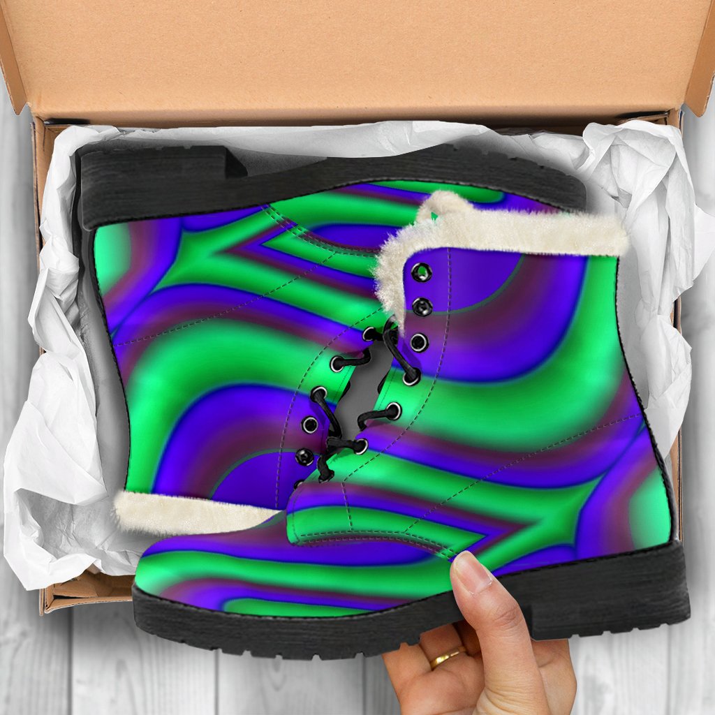 Purple Green Psychedelic Trippy Faux Fur Leather Boots for the Stylish Hippie - 5