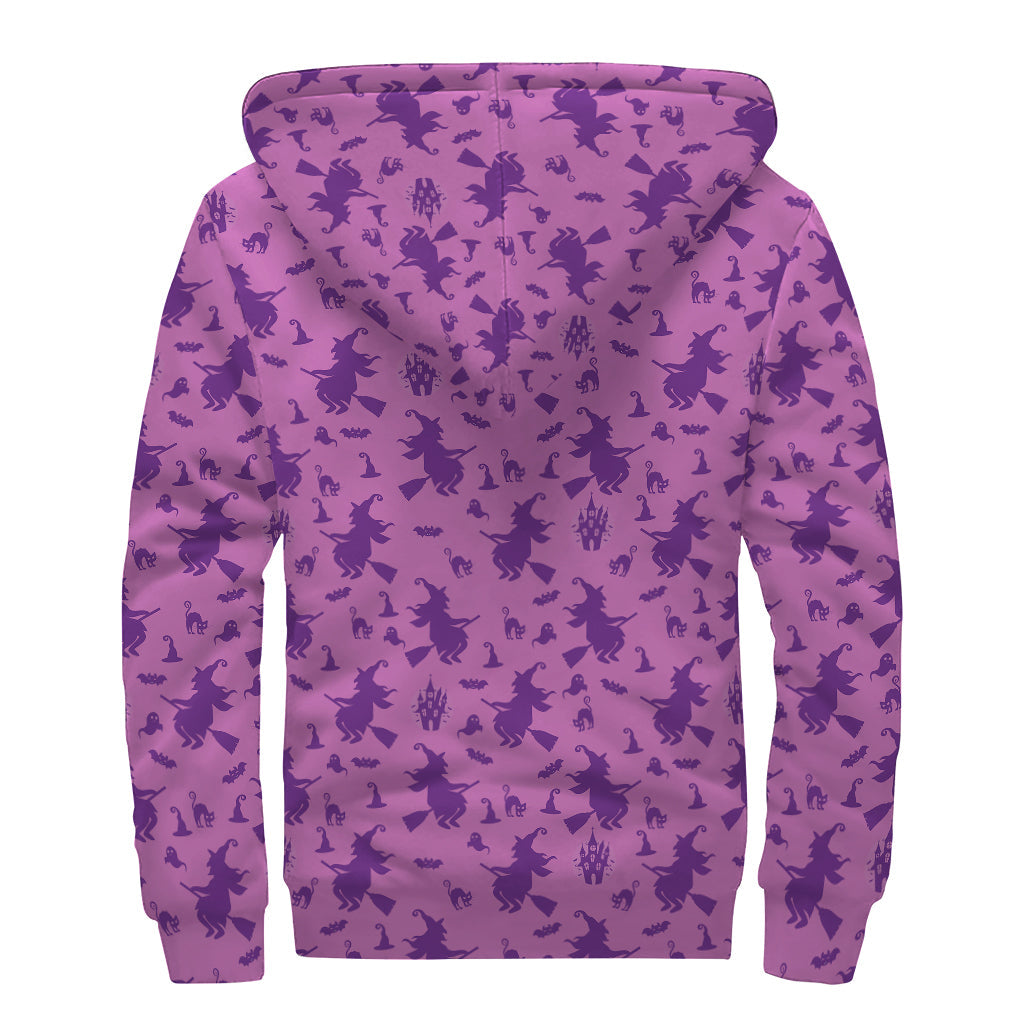 Purple Witch Pattern Sherpa Lined Hoodie: Embrace Your Inner Hippie Vibes - 2