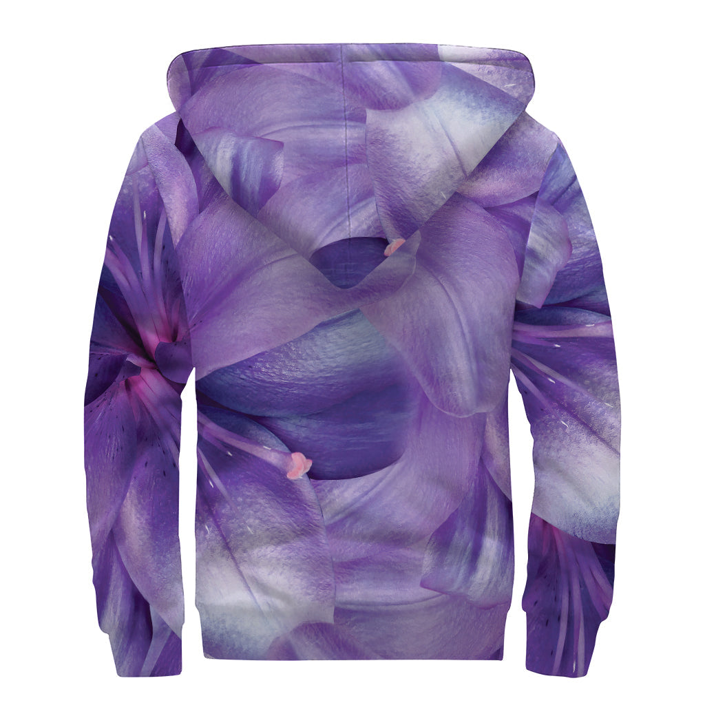 Purple Lily Flower Power Sherpa Lined Hippie Hoodie - 2