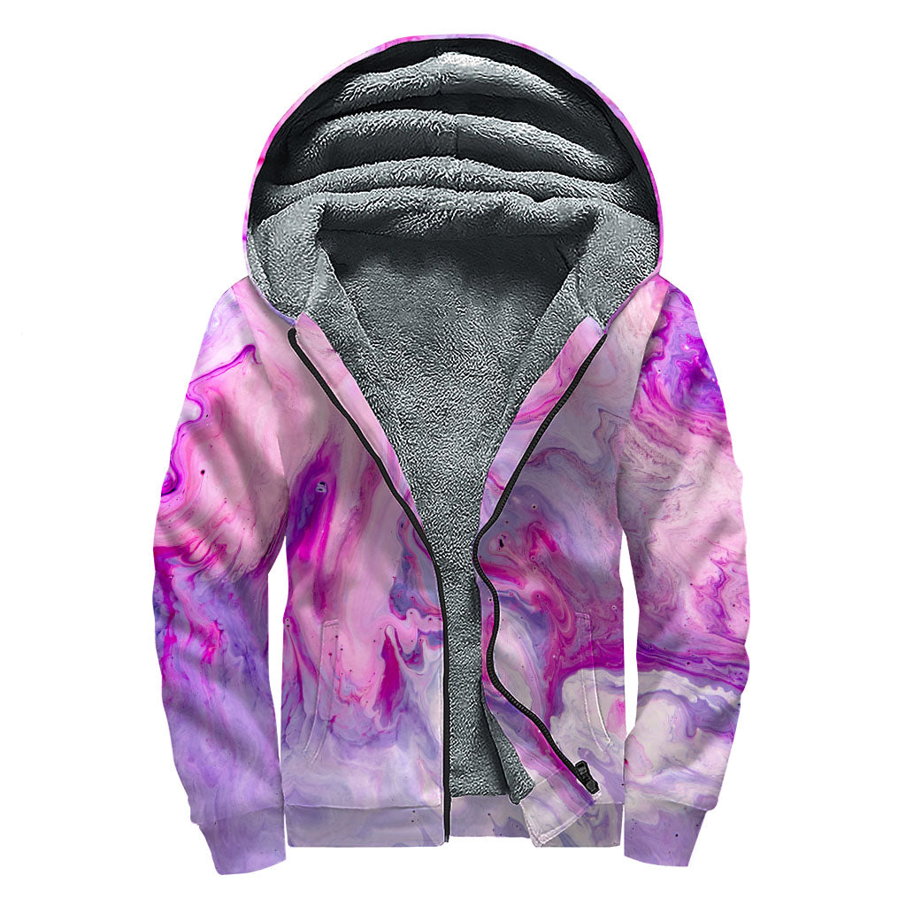 Purple Liquid Marble Sherpa Lined Hoodie for Groovy Hippies - 1