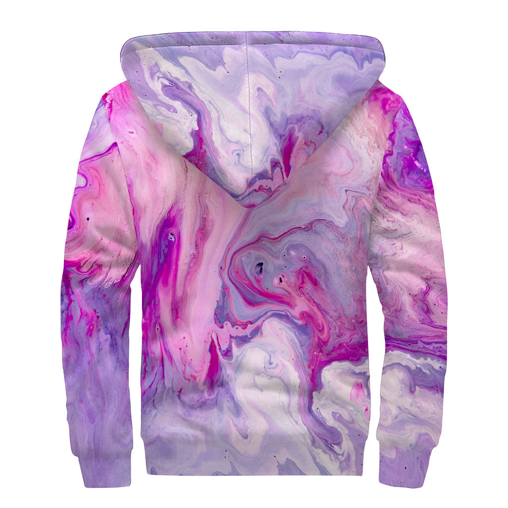 Purple Liquid Marble Sherpa Lined Hoodie for Groovy Hippies - 2