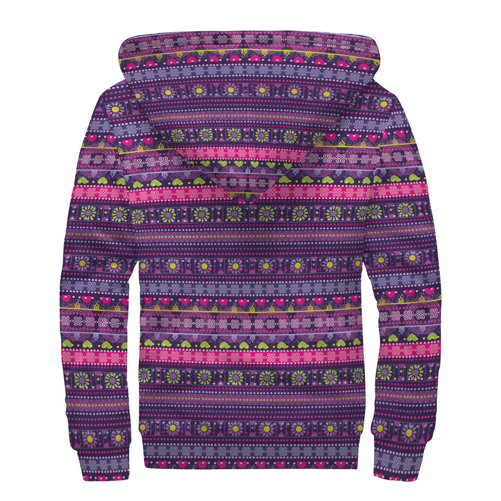 Groovy Purple Native Tribal Pattern Sherpa Lined Hoodie - Peace, Love, and Warmth! - 2