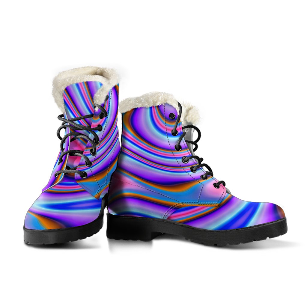 Purple Psychedelic Trippy Faux Fur Leather Boots for Hippies - 3