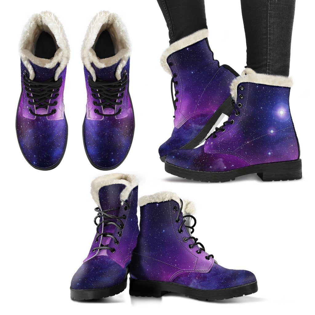 Groovy Galaxy Boots: Faux Fur Leather Boots for Modern Hippies - 2