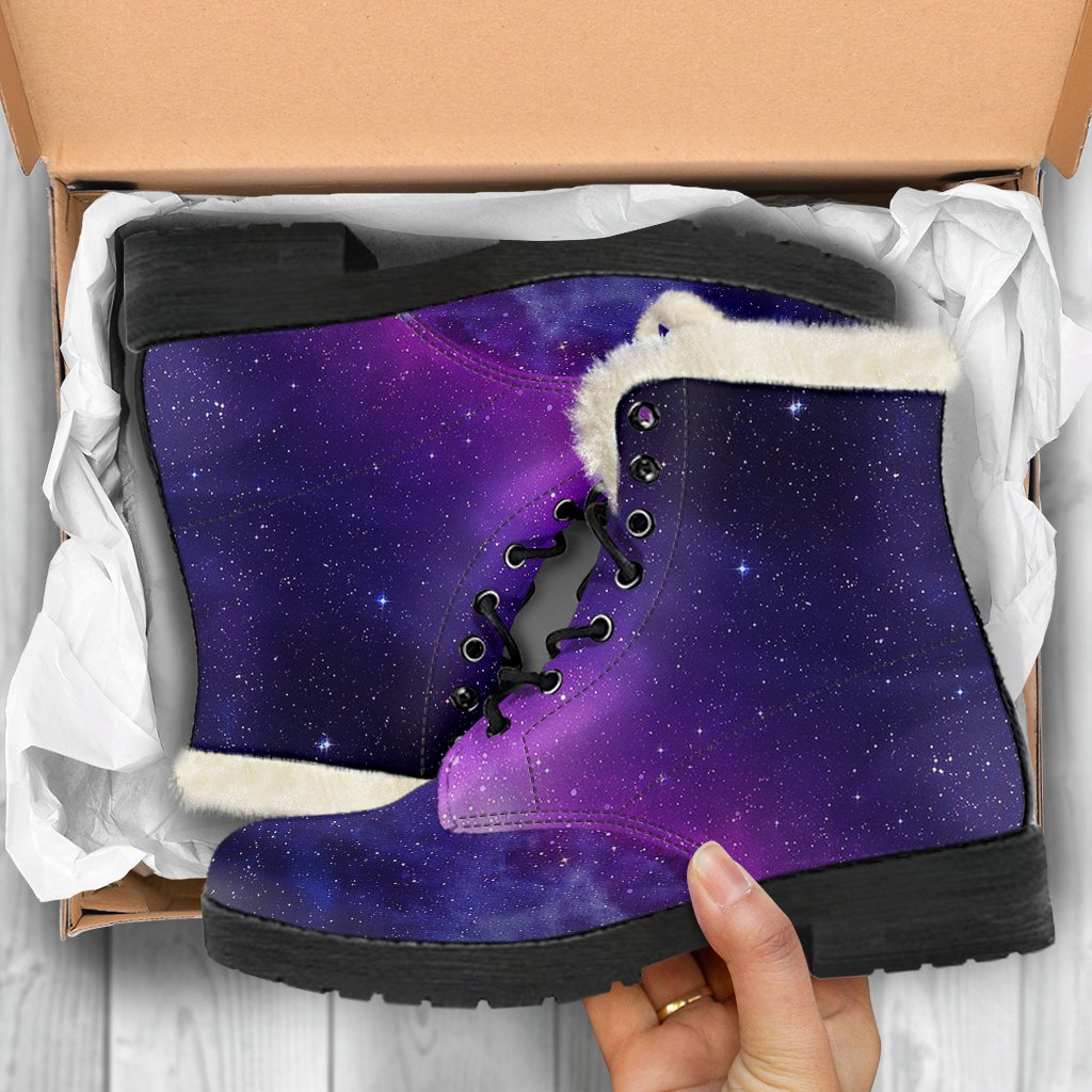 Groovy Galaxy Boots: Faux Fur Leather Boots for Modern Hippies - 5