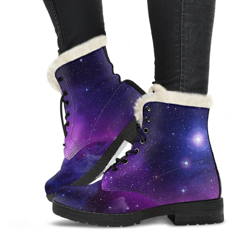 Groovy Galaxy Boots: Faux Fur Leather Boots for Modern Hippies - 1