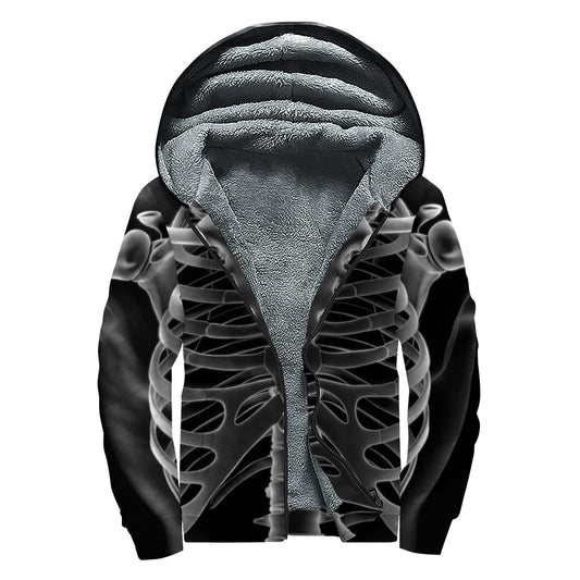 Radiologist X-Ray Film Print Sherpa Lined Zip Up Hoodie - Embrace Your Inner Hippie Style! - 1