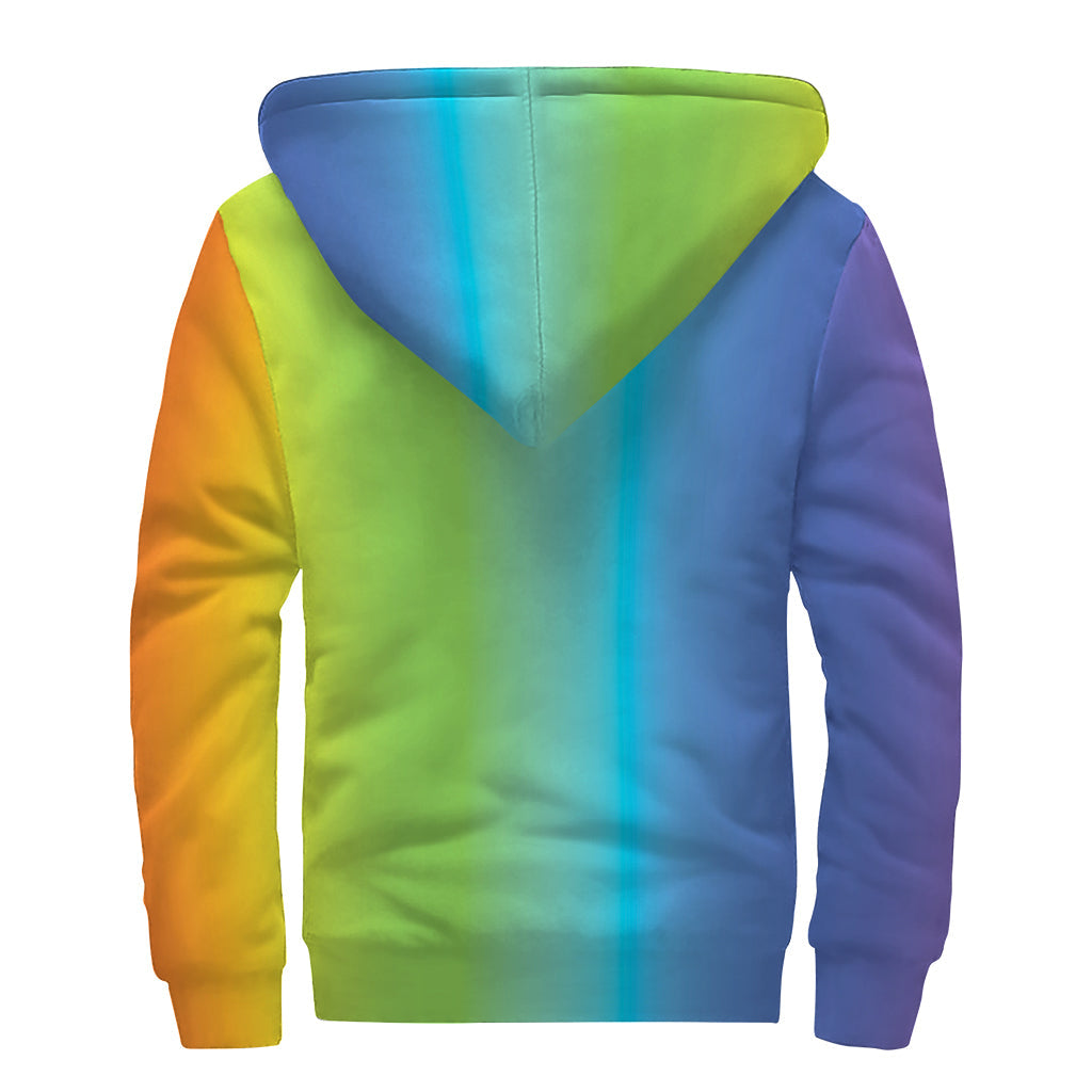 Rainbow Gradient Print Sherpa-Lined Zip-Up Hoodie: Embrace Your Inner Hippie Style - 2