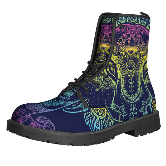 Rainbow Indian Elephant Leather Boots for the Free-Spirited - 1