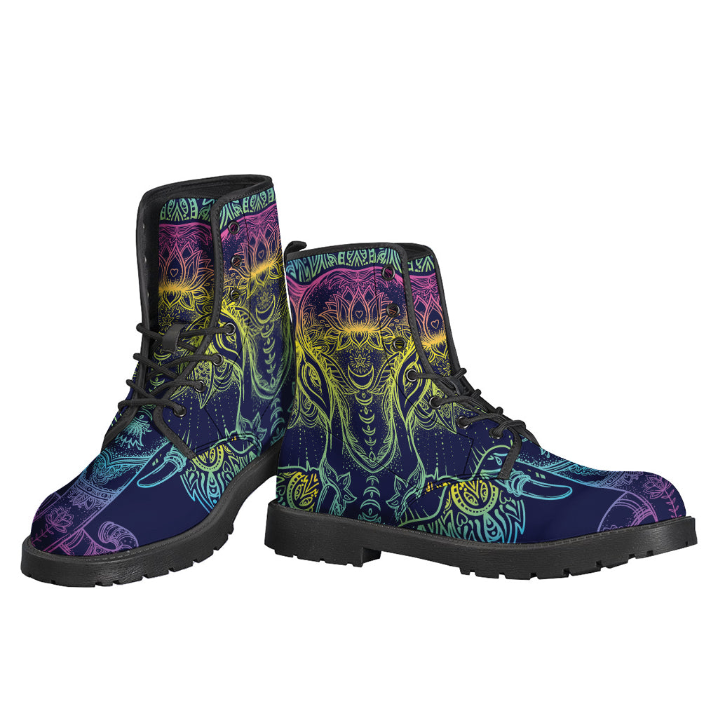 Rainbow Indian Elephant Leather Boots for the Free-Spirited - 3